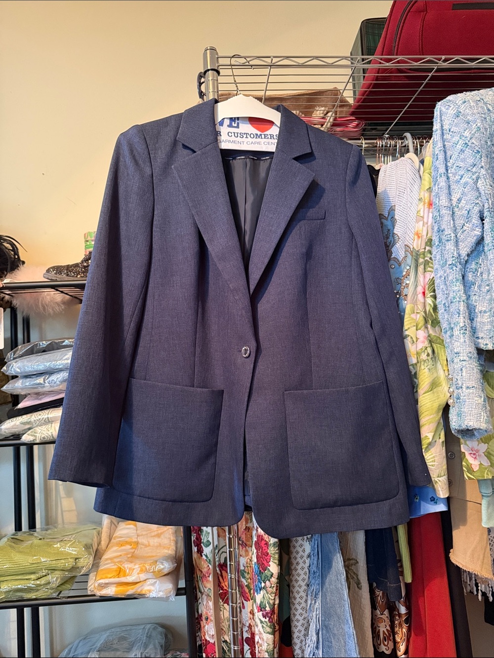 Calvin Klein Navy Satin-Lined Blazer